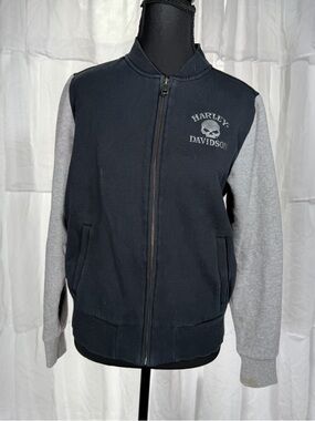 Harley-Davidson Black Body with Gray Sleeve Zip Bomber